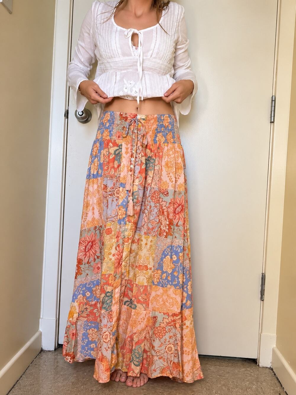 Love Millie New York Boho Floral Patchwork Maxi Skirt – Size S